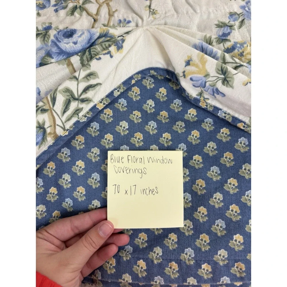 Waverly Valance Coventry Hill Chambray Blue Floral Swag Double Layer (1) Valance